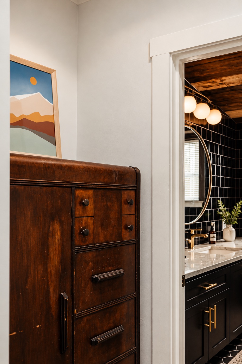 Entry view toward the renovated bathroom