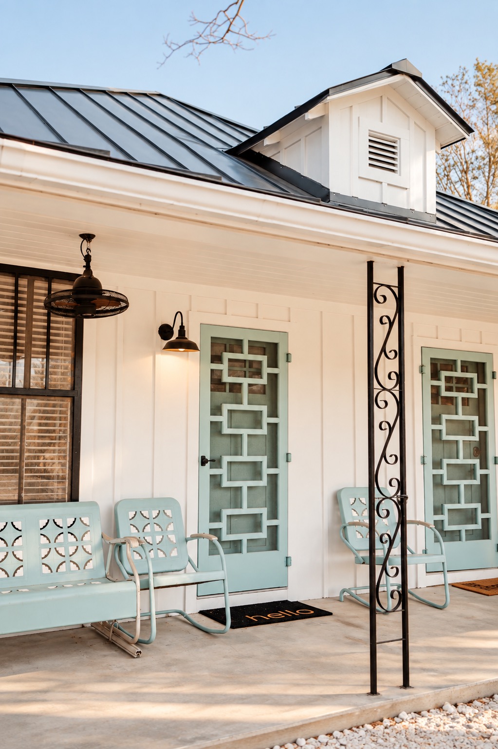 Front porch of a renovated historic Craftsman home